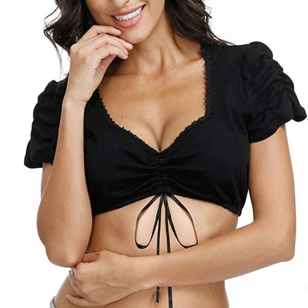 

bras sets women's elegant dirndl blouse black lace for oktoberfest solid strapless woman lingerie lenceria mujer 2021, Red;black