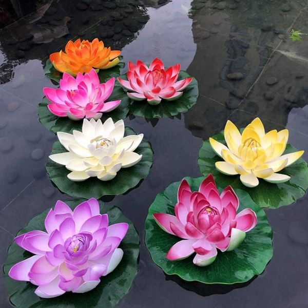 

8 pcs artificial lotus water lily for pond fish tank counterdeco (10cm/18cm)