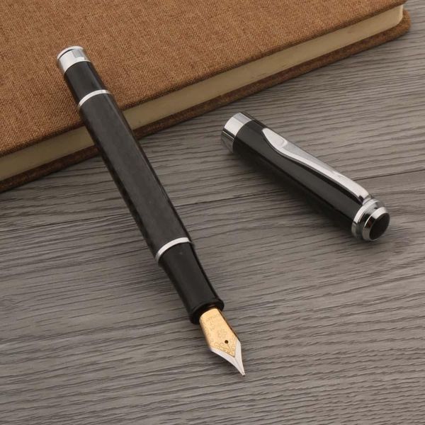 

fountain pens carbon fiber 03 pen silver black golden number 6 nib stationery school supplies writing ink