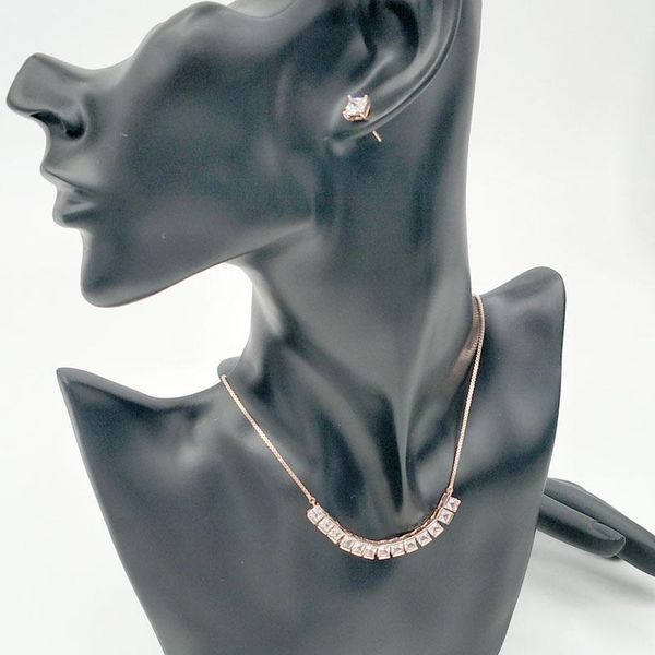 

earrings & necklace zirconia jewelry set no tarnish fashion trendy, Silver