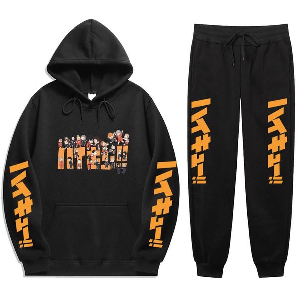

2021 new anime haikyuu nekoma high school winter tracksuit piece print hoodies sportwear men suit hoodie set idce, Gray