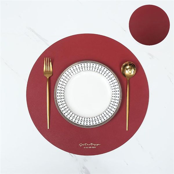

mats & pads 8pcs dinner table insulation pad set 4pcs round faux leather placemats+4pcs coasters water and oil lnsulation wipeable