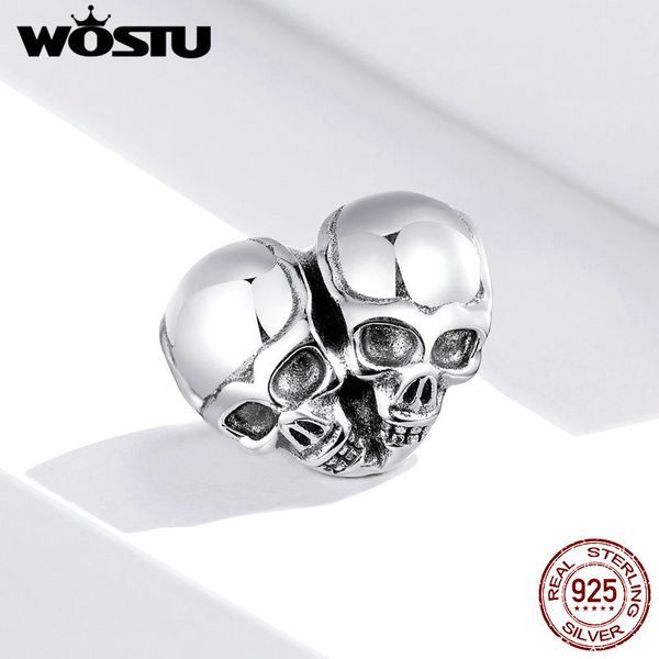 Wostu 2020 Novos Crânios Coração Charm Bead Fit Original Pandora Charms Sterling Silver 925 Pulseira Jóias Para As Mulheres DIY Fazendo Q0531