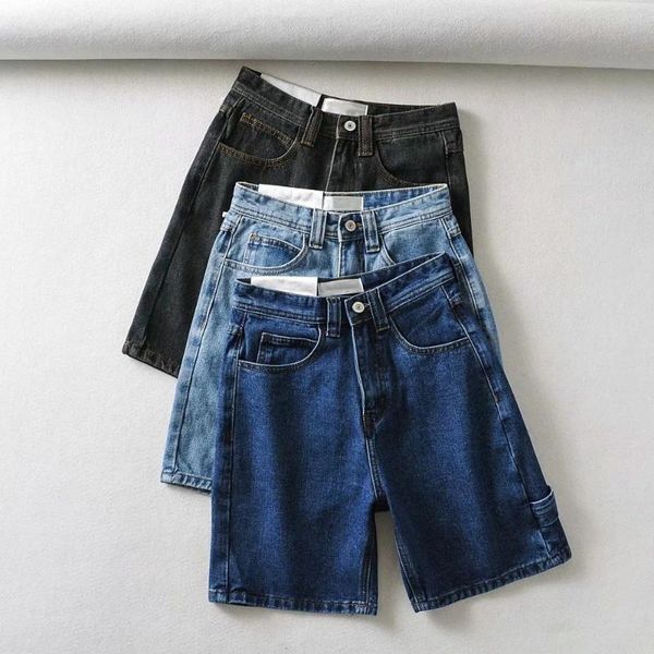 

women's shorts blue short jeans streetwear vintage cotton pocket bottoms harajuku high waist slim summer denim women ladies, White;black
