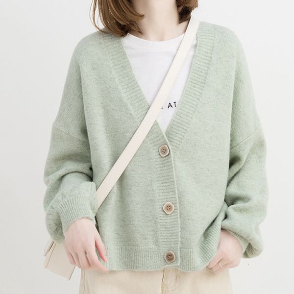 

2021 New Autumn Women Occasional Jumper Korean Look Malcolm Decorate v Solid Long Shirt Cardigan Single Breasted HOX3, White;black