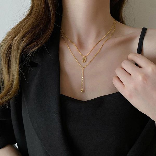 

chains 2021 necklace for women trendy elegant creative double layer sparkling zircon tassel bride jewelry sell like cakes, Silver