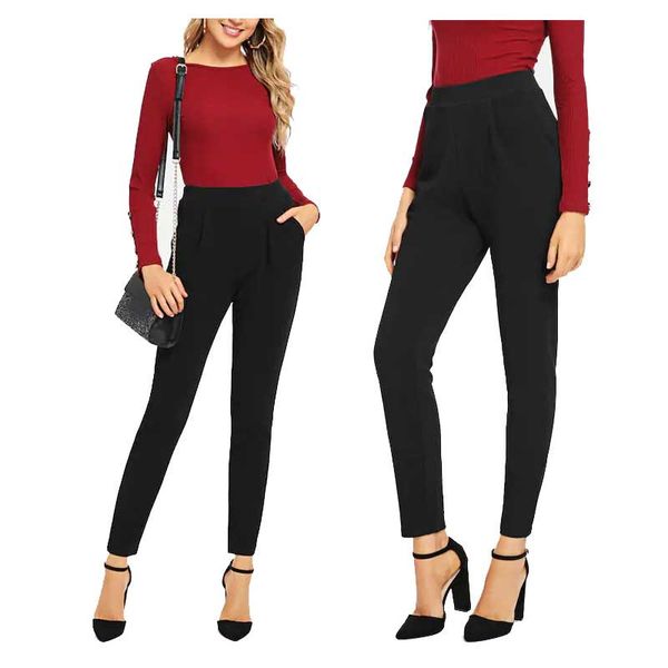 

fashion new female harem pants spring and summer trend of slim slimming solid color casual pocket trousers, Black;white