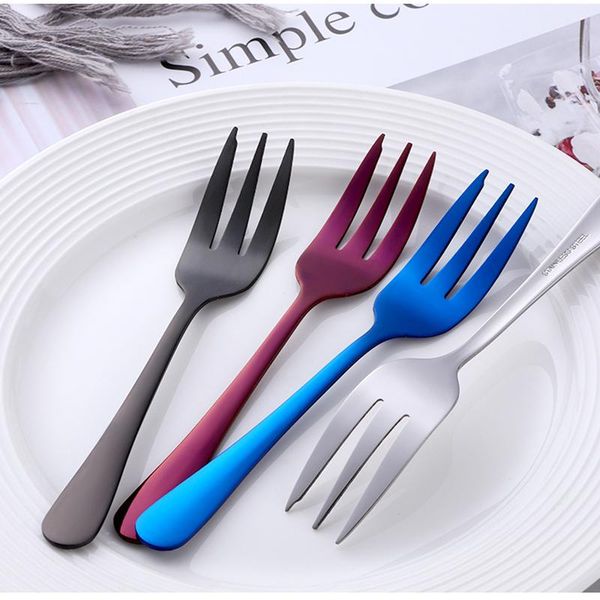 

forks 8pcs cake stainless steel dessert fork colorful tea rainbow small for fruit snack dinnerware party utensils