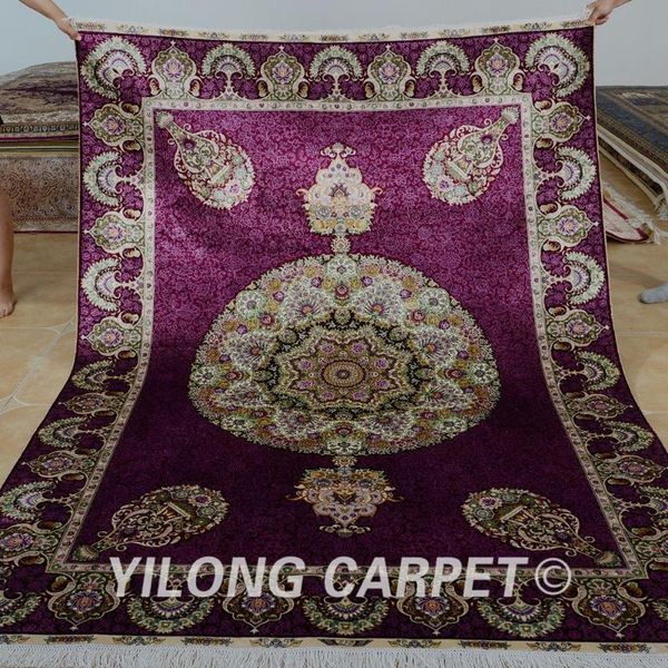 

carpets yilong 5.5'x8' persian carpet rectangle vantage purple hand-knotted silk rugs (1061)