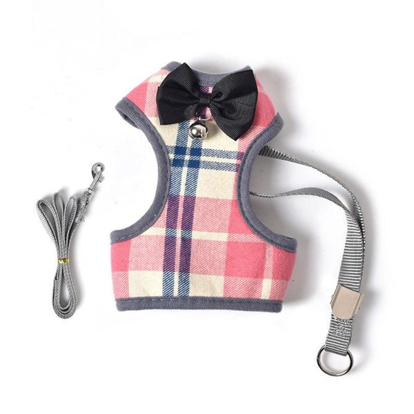 

pet products traction rope small dog and cat breathable vest chest strap plaid korean fashion traction