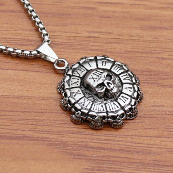 

pendant necklaces skull stainless titanium steel necklace men and women jewelry hip hop long sweater chain vintage steampunk punk rock, Silver
