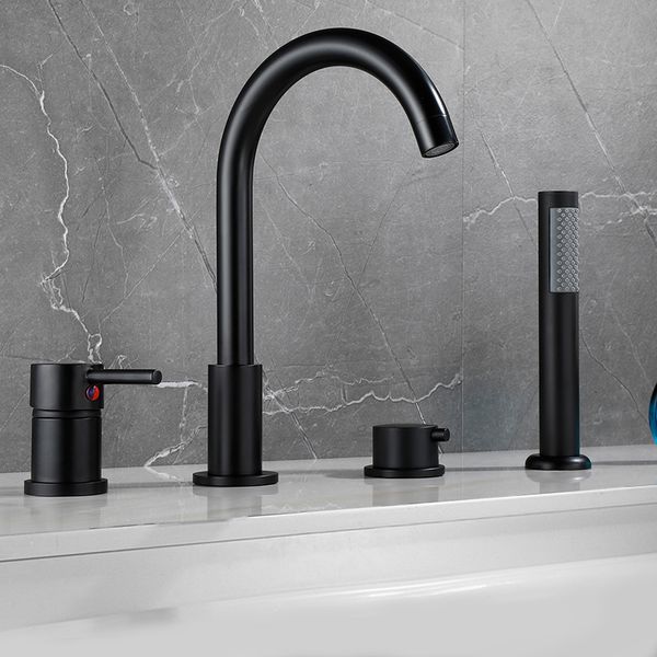 

bathtub faucets 4pcs bathroom basin deck mounted handheld tub mixer tap cold water with hand shower 17hd