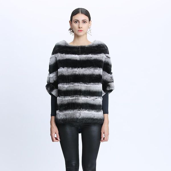 

women's fur & faux coats rex women winter real jackets female jacket o-neck casual clothes 2021 natural coat, Black