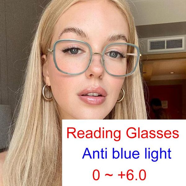 

sunglasses transparent green reading magnifier glasses women fashion big square eyeglasses prescription plus +1.5 +4 +6 computer, White;black