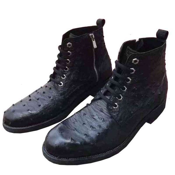 

yingshang new men ostrich leather shoes skin male genuine winter, Black