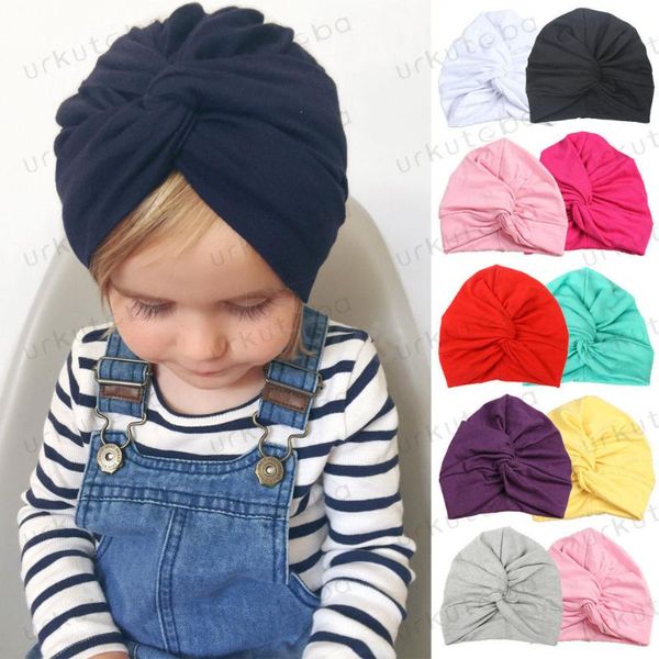 

caps & hats born baby girls boys turban infant toddler head wrap soft children kids hat clothes, Yellow