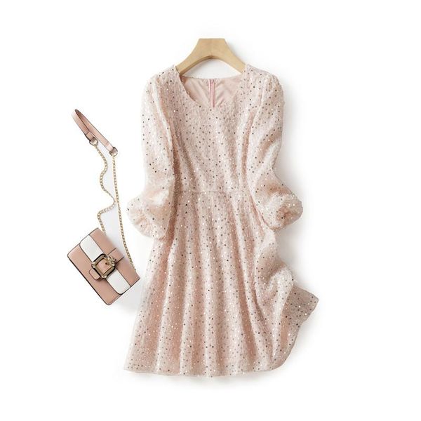 

spring festival lace dress women autumn and winter small fairy super fairy elegant autumn and winter long skirt women, Black;gray