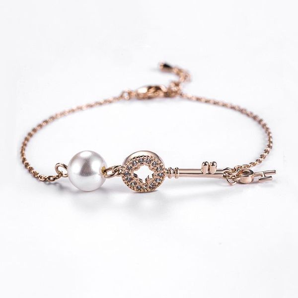

link, chain women bracelet key pearl alloy hand ornament, Black