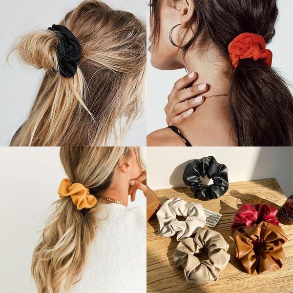 

hair accessories 6640 girl's pure color leather circle, Slivery;white