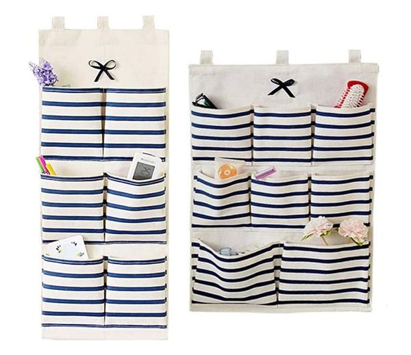 

storage bags 6/8 pockets wall door hanging organizer bathroom cotton linen sundries folding underwear socks toys key sorting