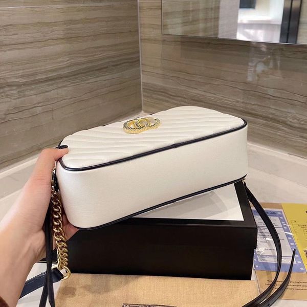 

high edition original leather marmont double chain bag love cowhide wavy pattern single shoulder camera bag female designer handbags