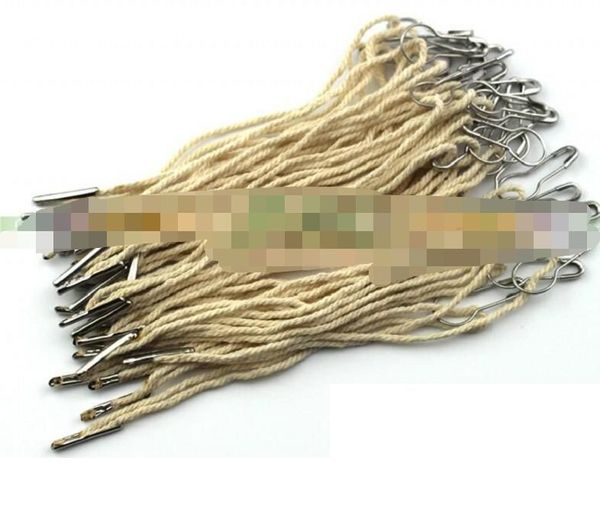 2021 4 pollici 1000 pezzi di cotone colore beige per abbigliamento Hang Tag String con spilla da balia a forma di pera d'argento