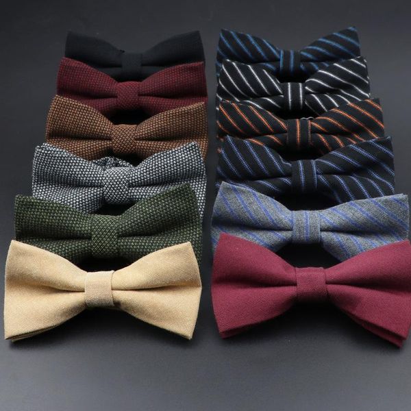 

neck ties men striped cotton bowtie knot cravat black grey blue tuxedo wedding butterfly red groom party casual bow tie gift accessory, Blue;purple