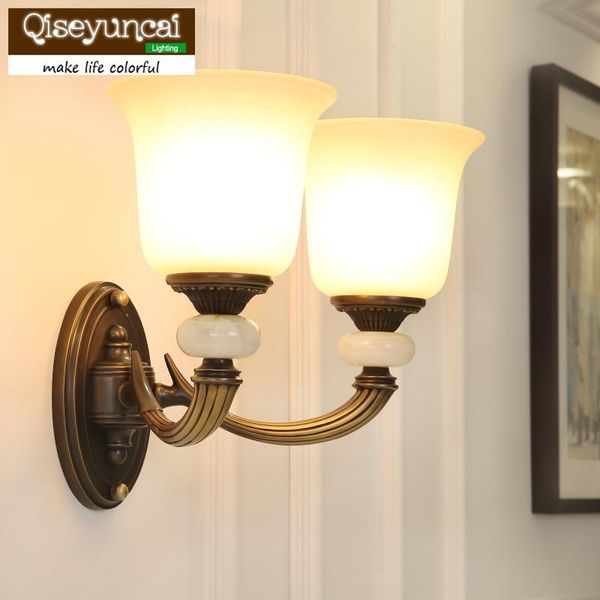 

wall lamp qiseyuncai american copper simple atmosphere bedroom bedside creative living room decorative lights aisle