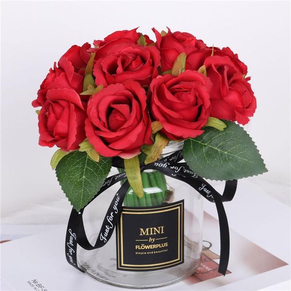 

decorative flowers & wreaths 1bunch 12small roses korean artificial flower diy home decoration accessories wedding party holding pography sh