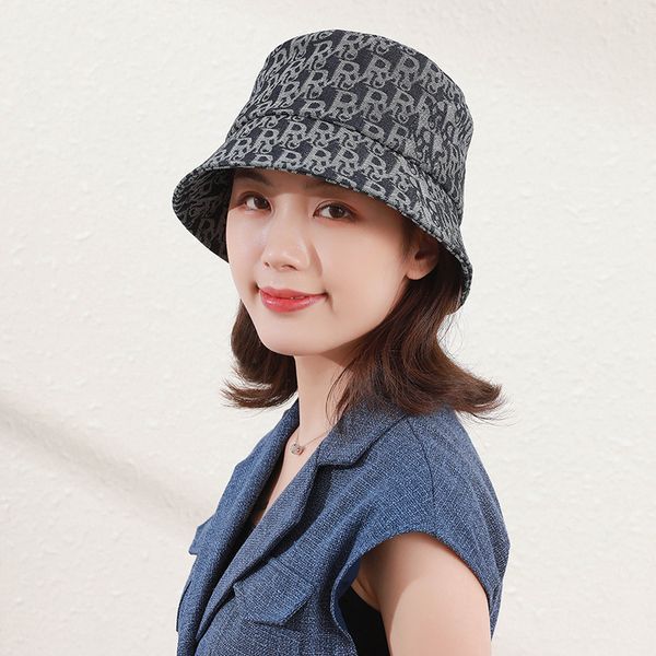 

hats capsclothing summer fashion korean fisherman outdoor sunscreen foldable sunshade wide brim letter bucket, Blue;gray