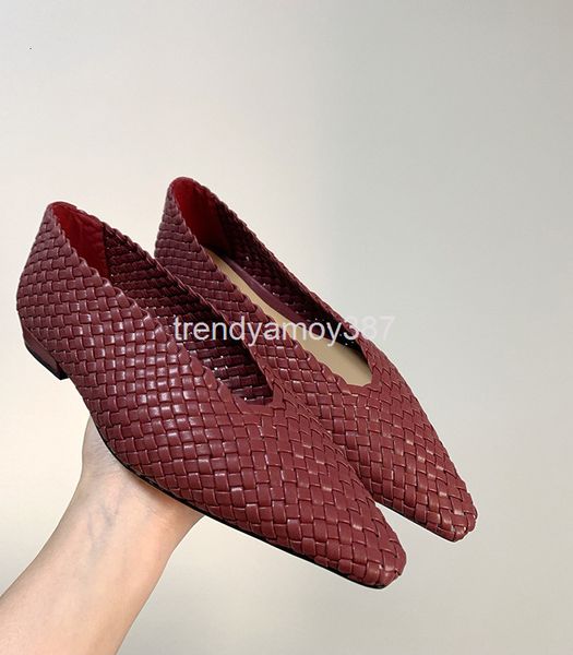 

sandals early spring cowhide woven single shoes wear breathable flat heel square head shallow mouth soft face personalized women's, Black