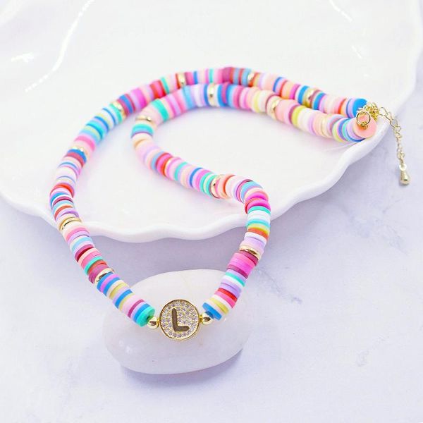 

pendant necklaces 2021 bohemia 26 letter charm necklace women luxury alphabet name rainbow silicone plastic initial jewelry, Silver