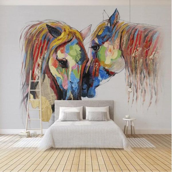 

wallpapers milofi custom large wallpaper mural hand painted color couple horse oil painting background