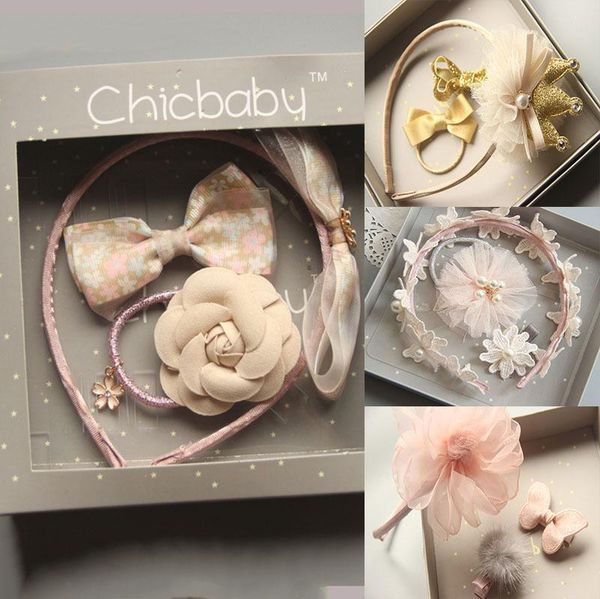 

hair accessories 2021 1set lovely children hairpin bands rope fashion baby girls headwear gift box, Slivery;white