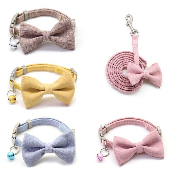 

cute bow dog cat collar for small dogs adjustable pet collar and leash set yorkies shih tzu puppy leads mascotas accessories