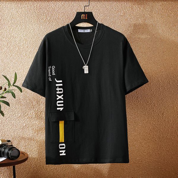 

fashion short sleeves korea o neck casual t-shirt men's cotton summer clothes tees tshirt black white m-5xl kg-269, White;black
