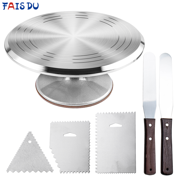 

aluminum alloy turntable set rotating plate for cakes baking pastry tools accessories pastry bag spatula cake decoration