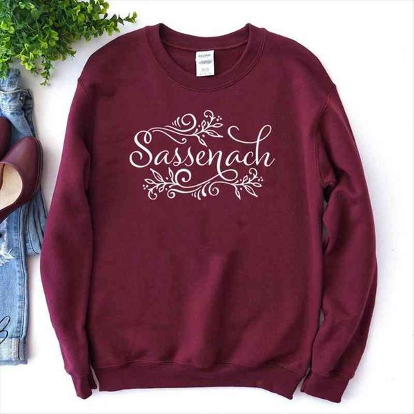 

sassenach printed women oversized sweatshirt femme summer long sleeve o-neck jumpers black boat outlander book series shirt
