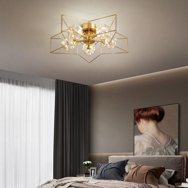 

chandeliers romantic five-pointed star gold led chandelier lighting home decor light,living room bedroom indoor lights strong light