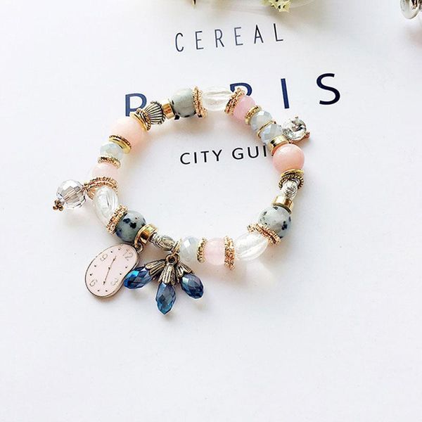 

beaded, strands xiaoboacc korean crystal bracelet handmade beaded natural stone pendant bracelets jewelry accessory, Black