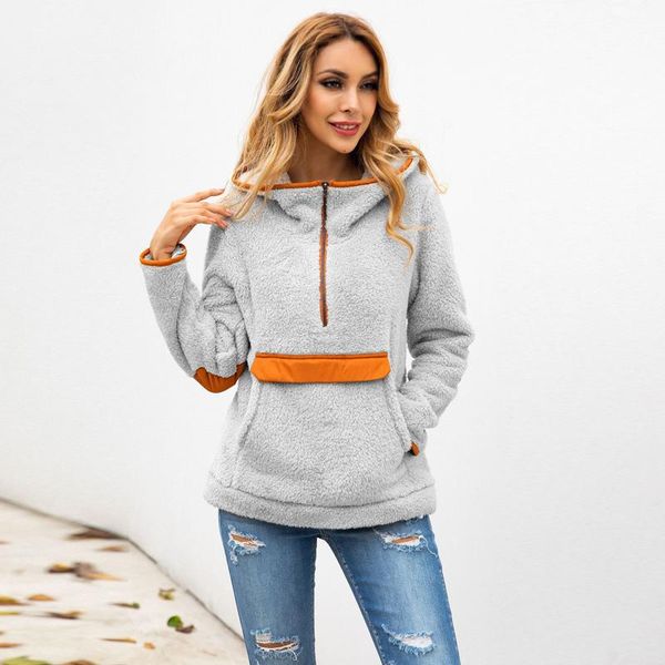 

women's hoodies & sweatshirts women winter warm hoodie sweatshirt teddy pullovers female autumn leisure plush ladies clothes 2021, Black