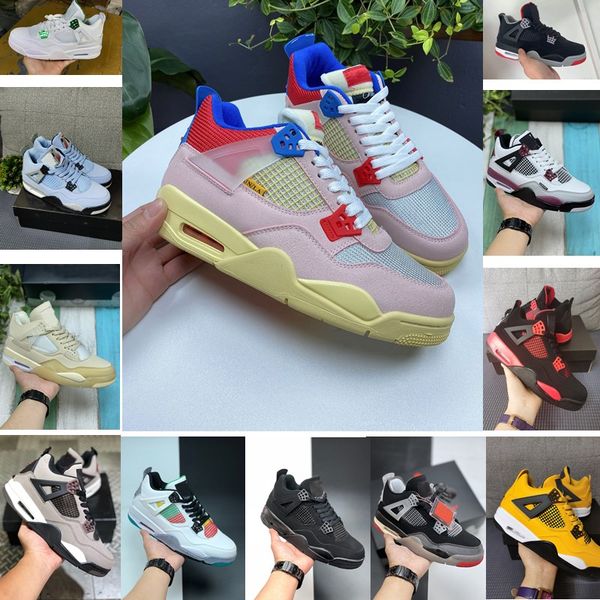 

jumpman 4 4s woman man shoebasketball shoes men womens mid high barely crimson tint toe purple pulse white off mens trainers with socks tag