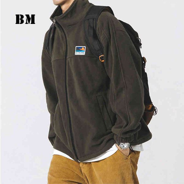 

2021 Spring Japane Streetwear Thick Stand Up Collar Sweatshirt Men Clothing Harajuku Casual Cardigan Hip Hop Couple Tops Male, Black