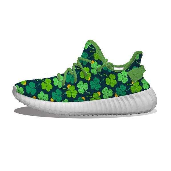 

diy custom st. patrick's day green shamrocks running shoes mesh printed mens womens trainers outdoor sports sneakers