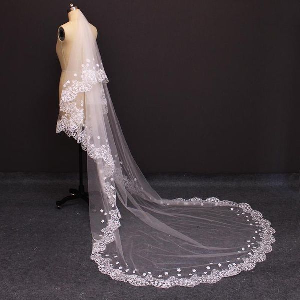 

bridal veils 2021 real pos two layers lace edge pearl beaded flower wedding veil with comb gorgeous 2 t, Black