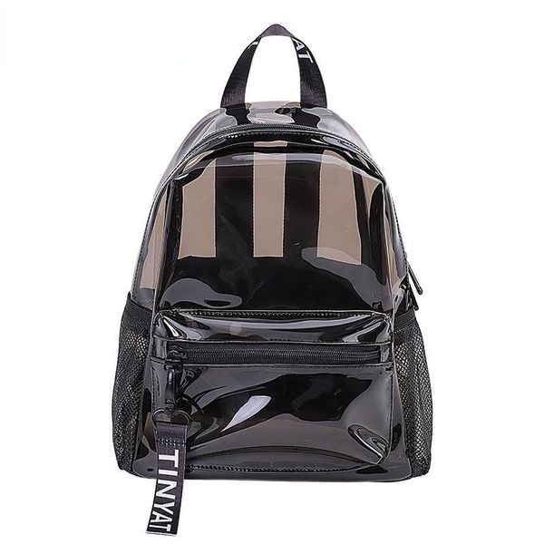 Backpack Clear Transparent Bookbag com os bolsos da escola PVC School Viagem Bolsa de verão