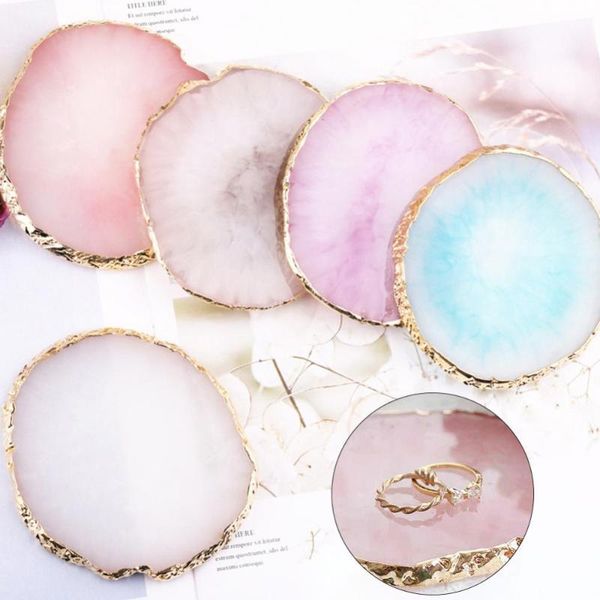 

jewelry pouches, bags resin storage painted palette tray display plate necklace ring earrings creative decoration organizer, Pink;blue