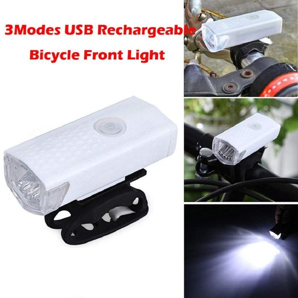 300 LM LED Bicicleta de Bicicleta de Ciclismo de Ciclismo 3 Modo USB Recarregável Bicicleta Lanterna