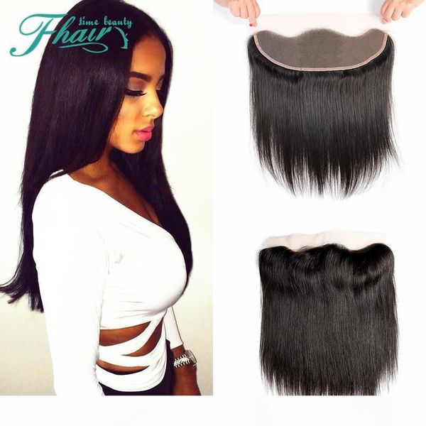 

factory outle lace frontal closure brazilian straight 13*4 ear to ear lace frontal hair extension middle part natural color no shedding, Black;brown