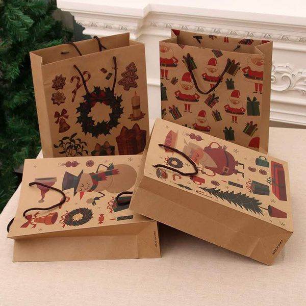 

christmas decorations gift bag, hand kraft paper home clothes happy year